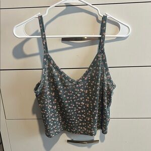 American Eagle Outfitters Gray Sleeveless Fitted Crop Camisole